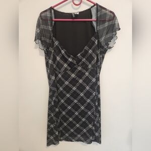 Divided Black Top with Lace Trim